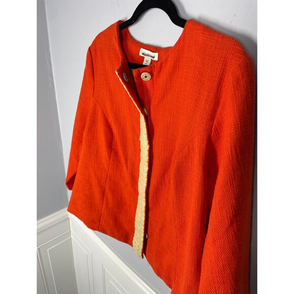 Coldwater Creek, Size 16, Red Textured Lightweight Jacket, Iridescent Buttons - Picture 6 of 8